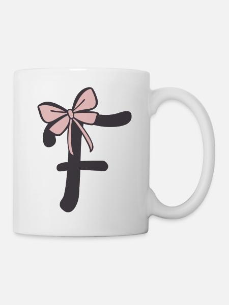 Anfangsbuchstabe F Schleifchen - Tasse - Weiß