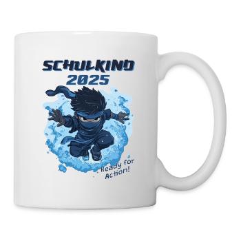 Écolier 2025 Ninja Bleu - Mug blanc - blanc - Droite