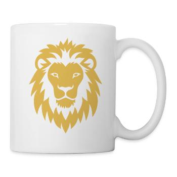 tête de lion, symbole lion jaune, logo - Mug blanc - blanc - Droite