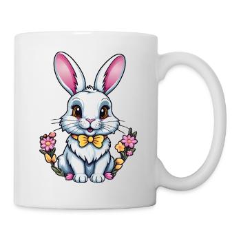 Häschen mit Blumen - Tasse - Weiß - Rechts