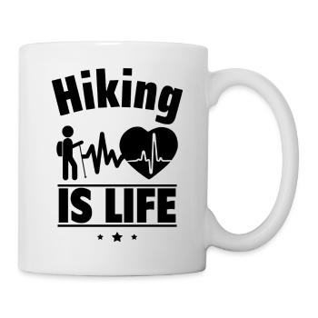 Hiking is life - Mug - white - Right