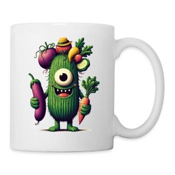funny cute monster with vegetables one-eyed cucumber - Mug - white - Right