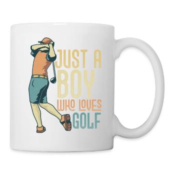 Just A Boy Who Loves Golf Golfer Hobby - Tasse - Weiß - Rechts