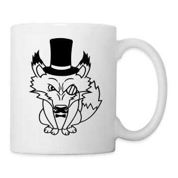 Fuchs Rotfuchs Sir Mr. Zylinder Hut Monokel Brille - Tasse - Weiß - Rechts