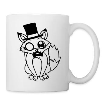 Fuchs Rotfuchs Sir Mr. Zylinder Hut Monokel Brille - Tasse - Weiß - Rechts