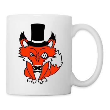 Fuchs Rotfuchs Sir Mr. Zylinder Hut Monokel Brille - Tasse - Weiß - Rechts