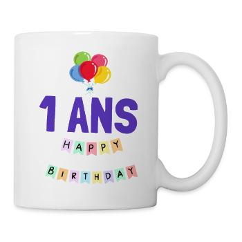 1. 1 AN. 1er ANNIVERSAIRE. ANNIVERSAIRE 1 AN. ANNI - Mug blanc - blanc - Droite