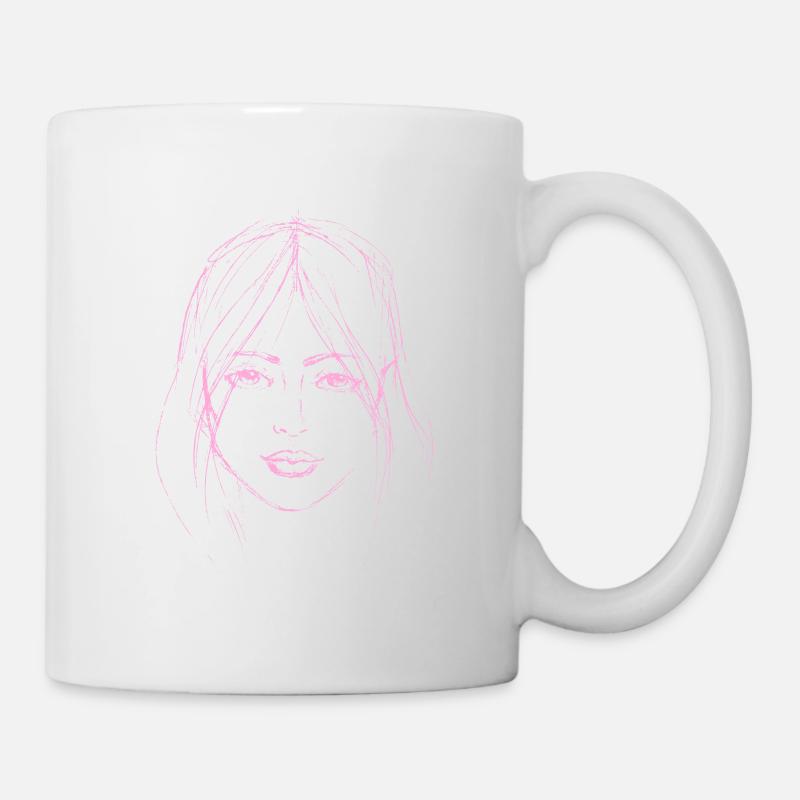 Frau Gesicht rosa Illustration - Tasse - Weiß
