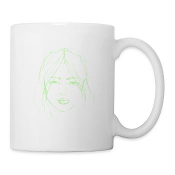 Illustration verte de visage de femme - Mug blanc - blanc - Droite