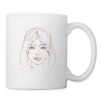 Frau Gesicht Illustration orange lila - Tasse - Weiß - Rechts