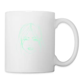 Illustration verte de visage de femme - Mug blanc - blanc - Droite