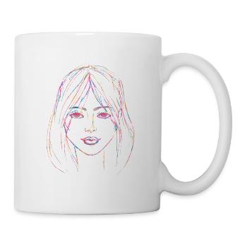 Couleurs d’illustration de visage de femme - Mug blanc - blanc - Droite
