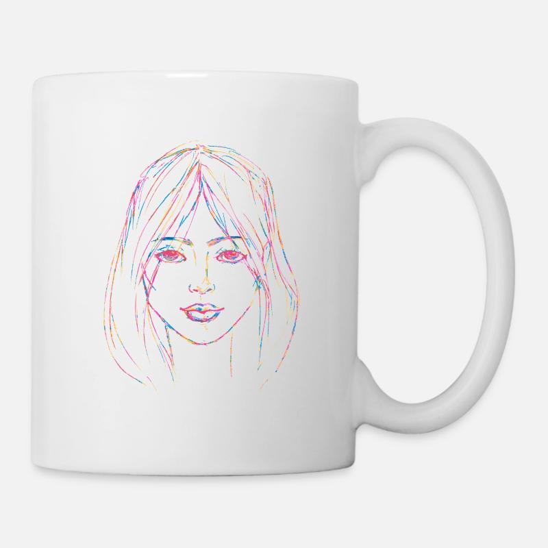 Couleurs d’illustration de visage de femme - Mug blanc - blanc