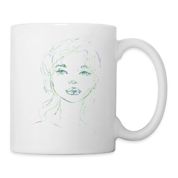Illustration de visage de femme vert - Mug blanc - blanc - Droite