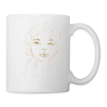 Femme visage croquis illustration - Mug blanc - blanc - Droite