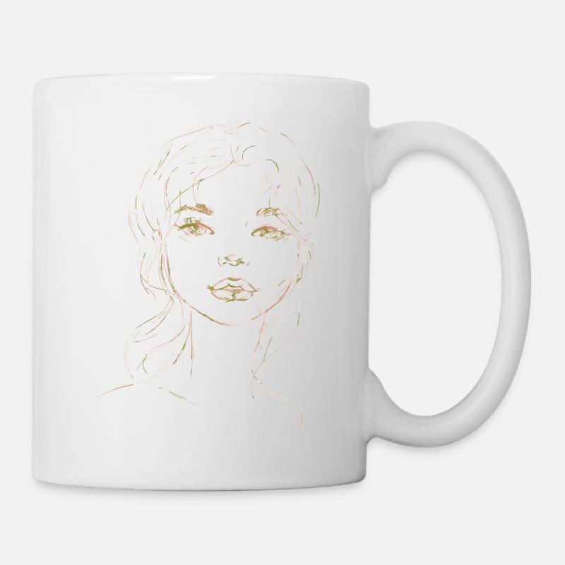 Frau Gesicht Skizze Illustration - Tasse - Weiß