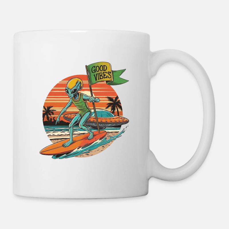 Space Surfer – direkt aus der Galaxie - Tasse - Weiß
