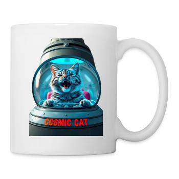 Funny cat in a UFO ship - Mug - white - Right