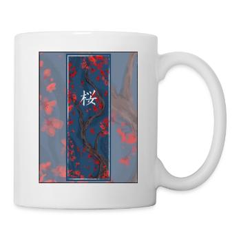 Sakura Sumi-e Kanji Foncé - Mug blanc - blanc - Droite