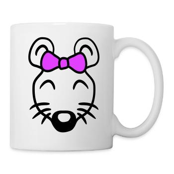 Maus Frau Hübsche Schleife Girl Kleine Ratte Süße - Tasse - Weiß - Rechts