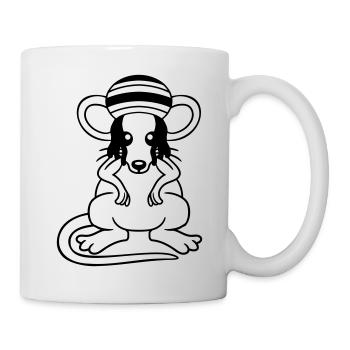 Maus Raggae Jamaika Hut Rasta Locken Chill Mütze - Tasse - Weiß - Rechts