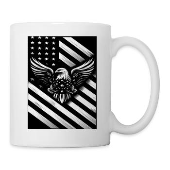 Drapeau US blanc et noir - Mug blanc - blanc - Droite