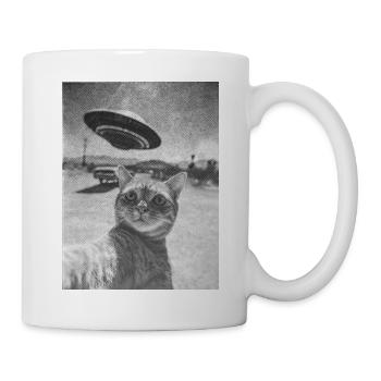 Surreal: cat + ufo - Tasse - Weiß - Rechts