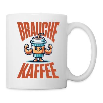 I Need Coffee–Funny T-Shirt for Coffee Fans - Mug - white - Right