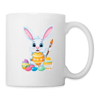 Easter bunny with Easter eggs - Mug - white - Right