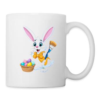 Easter bunny with Easter eggs - Mug - white - Right