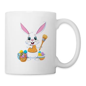 Easter bunny with Easter eggs - Mug - white - Right