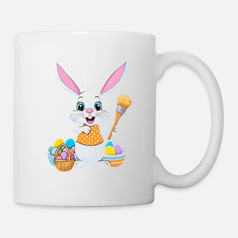 Osterhase mit Ostereiern - Tasse - Weiß