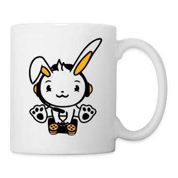 Hase spielt Controller Konsole Headset Gamer Nerd - Tasse - Weiß - Rechts