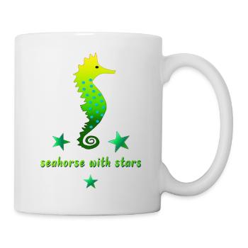 grünes Seepferdchen mit Sternchen - Tasse - Weiß - Rechts