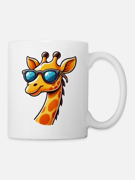 giraffe comic cool - Tasse - Weiß