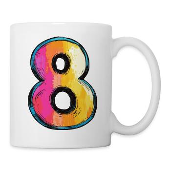 8 Zahl Bunt - Tasse - Weiß - Rechts