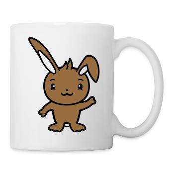 Lapin saluant amicalement la main agitant bonjour - Mug blanc - blanc - Droite