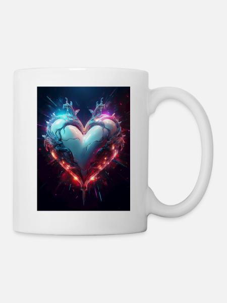 Neonherz - Tasse - Weiß