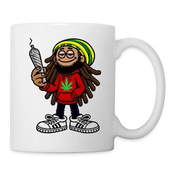 Dreadlock Smoker - Stoned man - High & Happy - Tasse - Weiß - Rechts