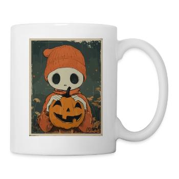 Cute skeleton with pumpkin – Halloween look - Mug - white - Right