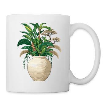Vase mit Jungle - Tropisch - Tasse - Weiß - Rechts