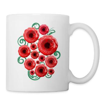 Red Flowers (Watercolors) - Mug - white - Right