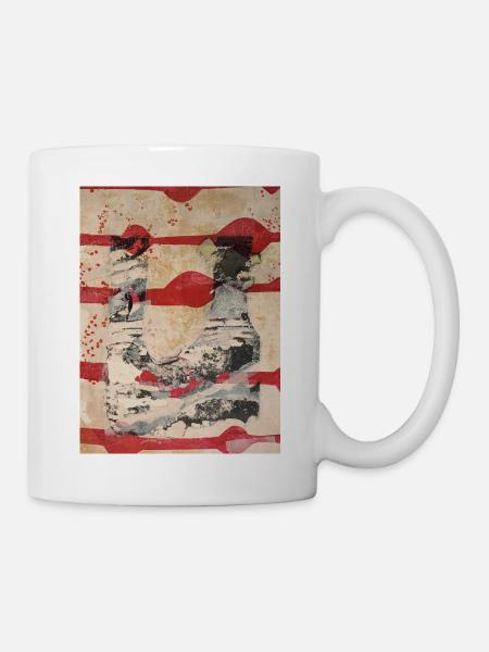 Gelli Print Kunstdruck moderne kunst untergehen - Tasse - Weiß