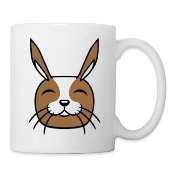 Lapin Drôle Visage Sourire Heureux Amical - Mug blanc - blanc - Droite