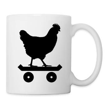 Skateboarding Chicken Cool Animal Graphic - Mug - white - Right
