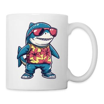 Hai Comic Lustig Sommer - Tasse - Weiß - Rechts