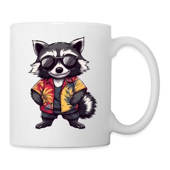 Waschbär Lustig Sommer - Tasse - Weiß - Rechts