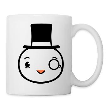 Sir Vogel Zylinder Hut Monokel Brille reicher Herr - Tasse - Weiß - Rechts