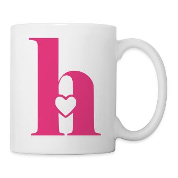 Buchstabe h Anfangsbuchstabe mit Herz - Tasse - Weiß - Rechts