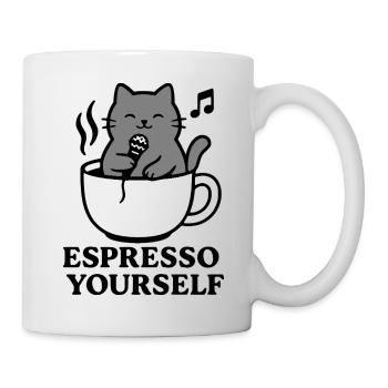 Graue Katze, Espressotasse, Kaffee, Gesang, Express - Tasse - Weiß - Rechts